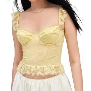 NEW MUCCI positano lace corset top in limoncello